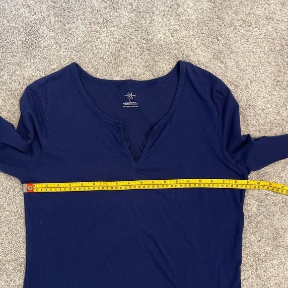 French Dressing Navy LS V-Neck PJ Top Size Large Cotton Blend PreOwned - Picture 4 of 5